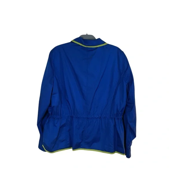 Jones New York Royal Blue Yellow Trim Drawstring Waist Full Zip Windbreaker XL - Picture 2 of 4